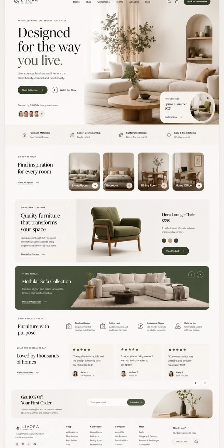 Landingpage-Referenz: Möbel- und Interior-Shop
