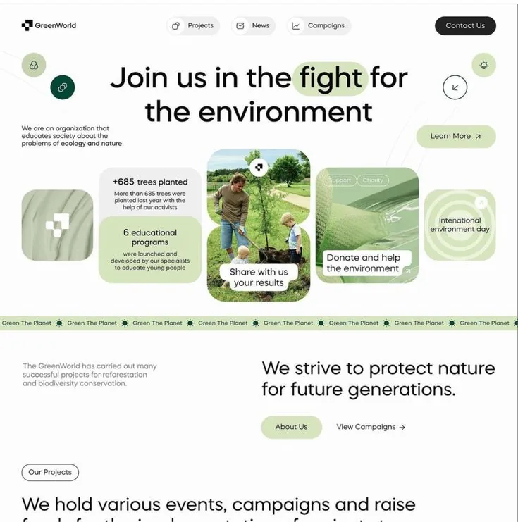 Landingpage-Referenz: Umweltorganisation mit Spendenaufruf
